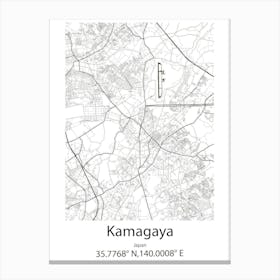 Kamagaya,Japan Minimalist Map Canvas Print