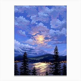 Moonlight Over Lake Canvas Print