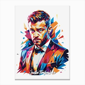 Justin Timberlake 01 Portrait Music Icon Style WPAP Pop Art Canvas Print