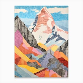 Kala Patthar Nepal 1 Colourful Mountain Illustration Canvas Print