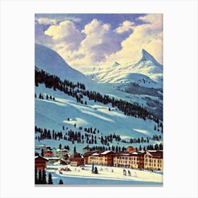 Livigno, Italy Ski Resort Vintage Landscape 1 Skiing Poster Canvas Print