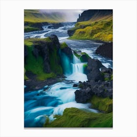 Hraunfossar, Iceland Realistic Photograph (3) Canvas Print