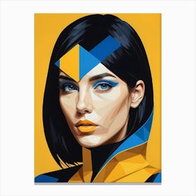 Geometric Woman Portrait Pop Art Fashion Yellow (31) Canvas Print