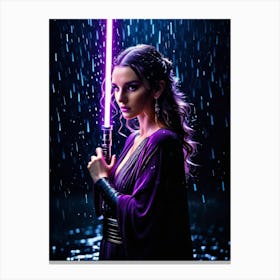 Jedi woman with purple lightsaber Canvas Print