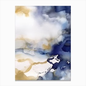 Watercolour Abstract Blue And Gold 2 Canvas Print