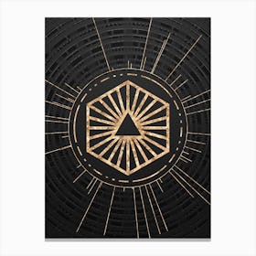 Geometric Glyph Symbol in Gold with Radial Array Lines on Dark Gray n.0082 Canvas Print