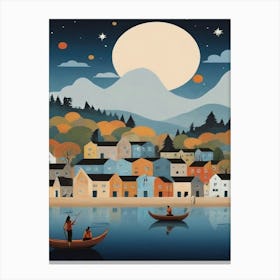 Night In The Village Canvas Print