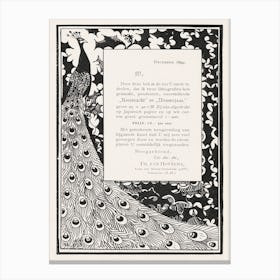 Announcement And Order Card With Peacocks (In Or Before 1894), Theo Van Hoytema Canvas Print