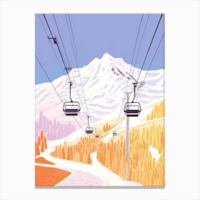Jackson Hole Mountain Resort   Wyoming, Usa, Ski Resort Pastel Colours Illustration 2 Canvas Print