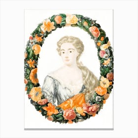 Lady With Wreath Of Flowers Canvas Print