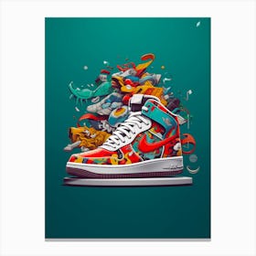 Jordan 1 Green Nike Sneakers Painting Poster Canvas Print