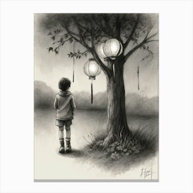 Little Boy With Lanterns Canvas Print