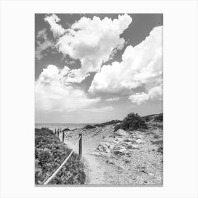 Path To The Sea, Black and White Canvas Print