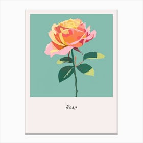 Rose 5 Square Flower Illustration Poster Canvas Print