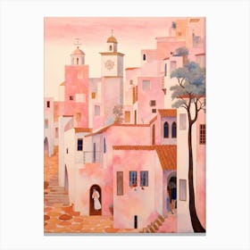 Faro Portugal 7 Vintage Pink Travel Illustration Canvas Print