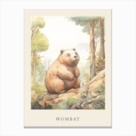 Beatrix Potter Inspired  Animal Watercolour Wombat 3 Canvas Print