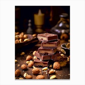 Chocolate And Nuts sweet food Canvas Print
