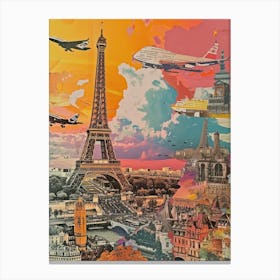 Paris   Retro Collage Style 2 Canvas Print