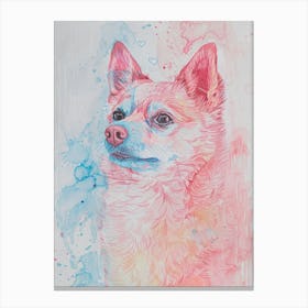 Red Watercolour Dog Line Drawing Canvas Print