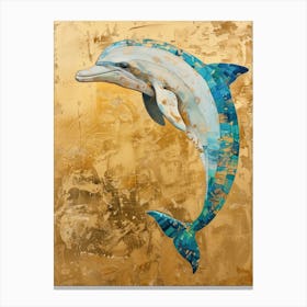 Dolphin Gold Effect Collage 2 Canvas Print