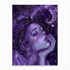 Girl With Stars In The Sky Canvas Print