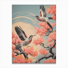 Vintage Japanese Inspired Bird Print Roadrunner 2 Canvas Print
