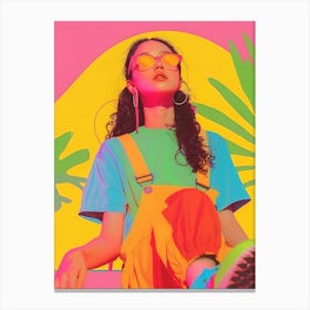 fashion asian girl pastel colors Canvas Print