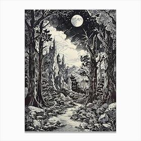 Forest And The Moon Canvas Print
