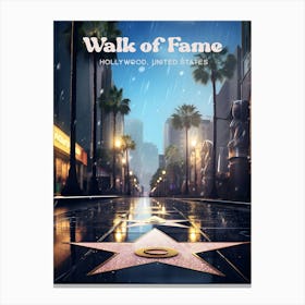 Hollywood Walk of Fame Celebrity Travel Illustration Canvas Print