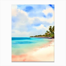Palm Beach 2, Aruba Watercolour Canvas Print