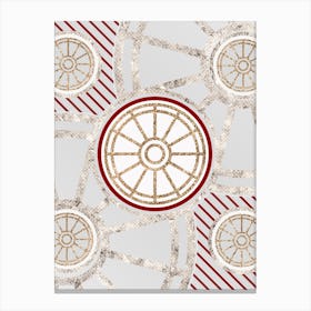 Geometric Abstract Glyph in Festive Gold Silver and Red n.0046 Canvas Print