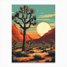  Retro Illustration Of A Joshua Trees At Dusk In Desert 8 Canvas Print