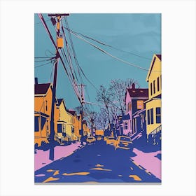 Tottenville New York Colourful Silkscreen Illustration 2 Canvas Print