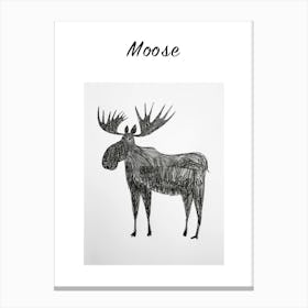 B&W Moose Poster Canvas Print