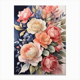 Watercolor Roses Canvas Print