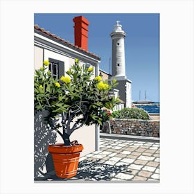 Lighthouse In Greece Canvas Print