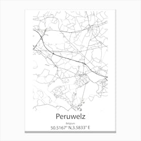 Peruwelz,Belgium Minimalist Map Canvas Print