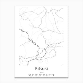 Kitsuki,Japan Minimalist Map Stampe su tela