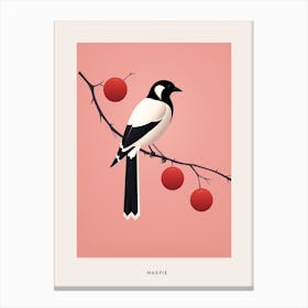 Minimalist Magpie 1 Bird Poster Canvas Print