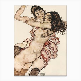 Pair Of Women Embracing Each Other (1915), Egon Schiele Canvas Print