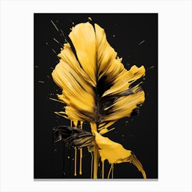 Yellow Leaf On Black Background Canvas Print