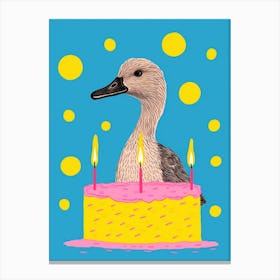 Blue Birthday Cake Duck 1 Canvas Print