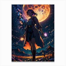 Enceladia - Girl In The Moonlight Canvas Print