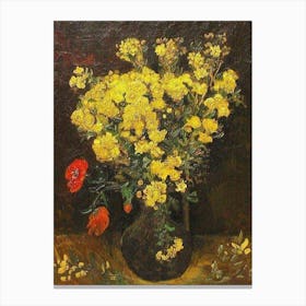 Yellow Flowers In A Vase Canvas Print