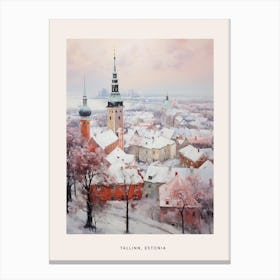 Dreamy Winter Painting Poster Tallinn Estonia 1 Canvas Print