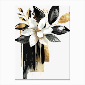 Black And Gold Floral Painting 4 Canvas Print