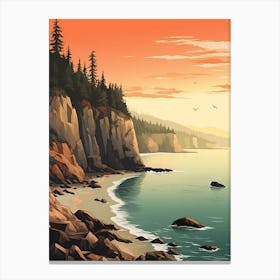 West Coast Trail Canada 3 Vintage Travel Illustration Canvas Print