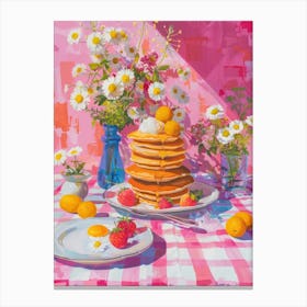 Pink Breakfast Food Pancakes 2 Canvas Print