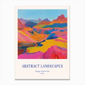 Colourful Abstract Zhangye National Park China 4 Poster Blue Canvas Print