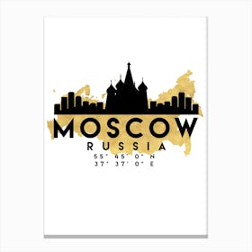 Moscow Russia Silhouette City Skyline Map Canvas Print